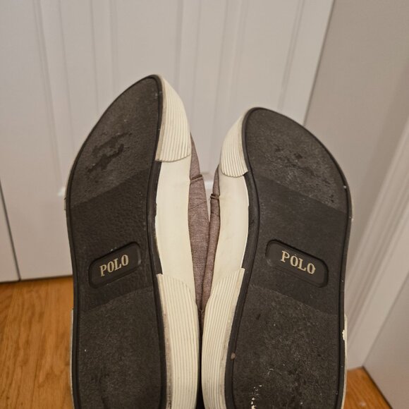 Mens Polo Ralph Lauren Size 8 Faxon Low Sneakers Chambray suede upper and fabric - Picture 6 of 7